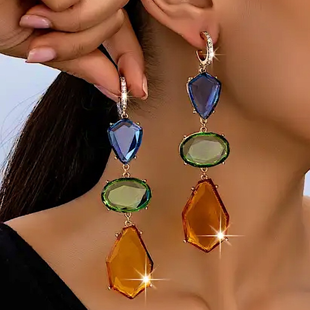 Boho Multicolor Handmade Dangle Earrings Stainless Steel Vibrant Gold Plated